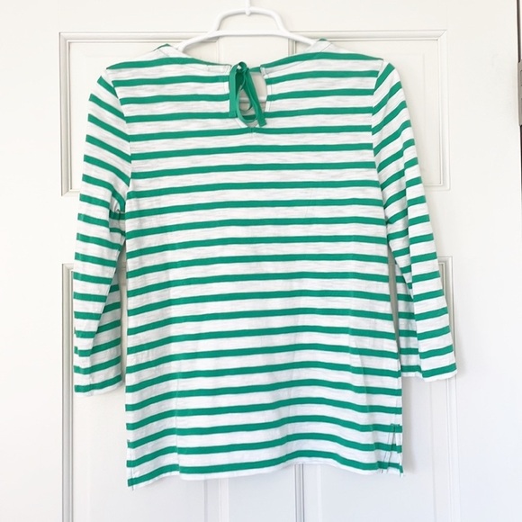 CHICO’S shirt size S (Chico’s size 0) green white striped cotton blend - Picture 2 of 7